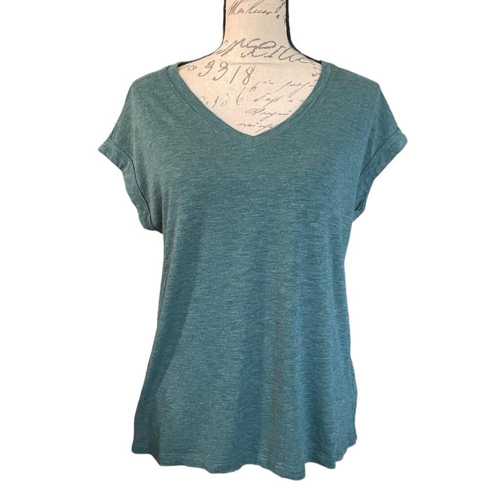 Jessica Simpson Heather Green V Neck Short Sleeve Shirt Small NWOT